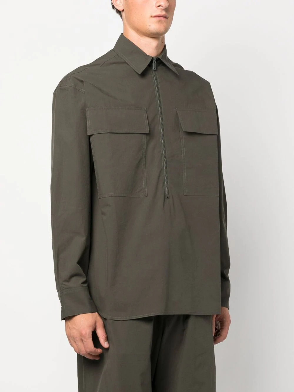 STUDIO NICHOLSON Men Fann Half Zip Shirt