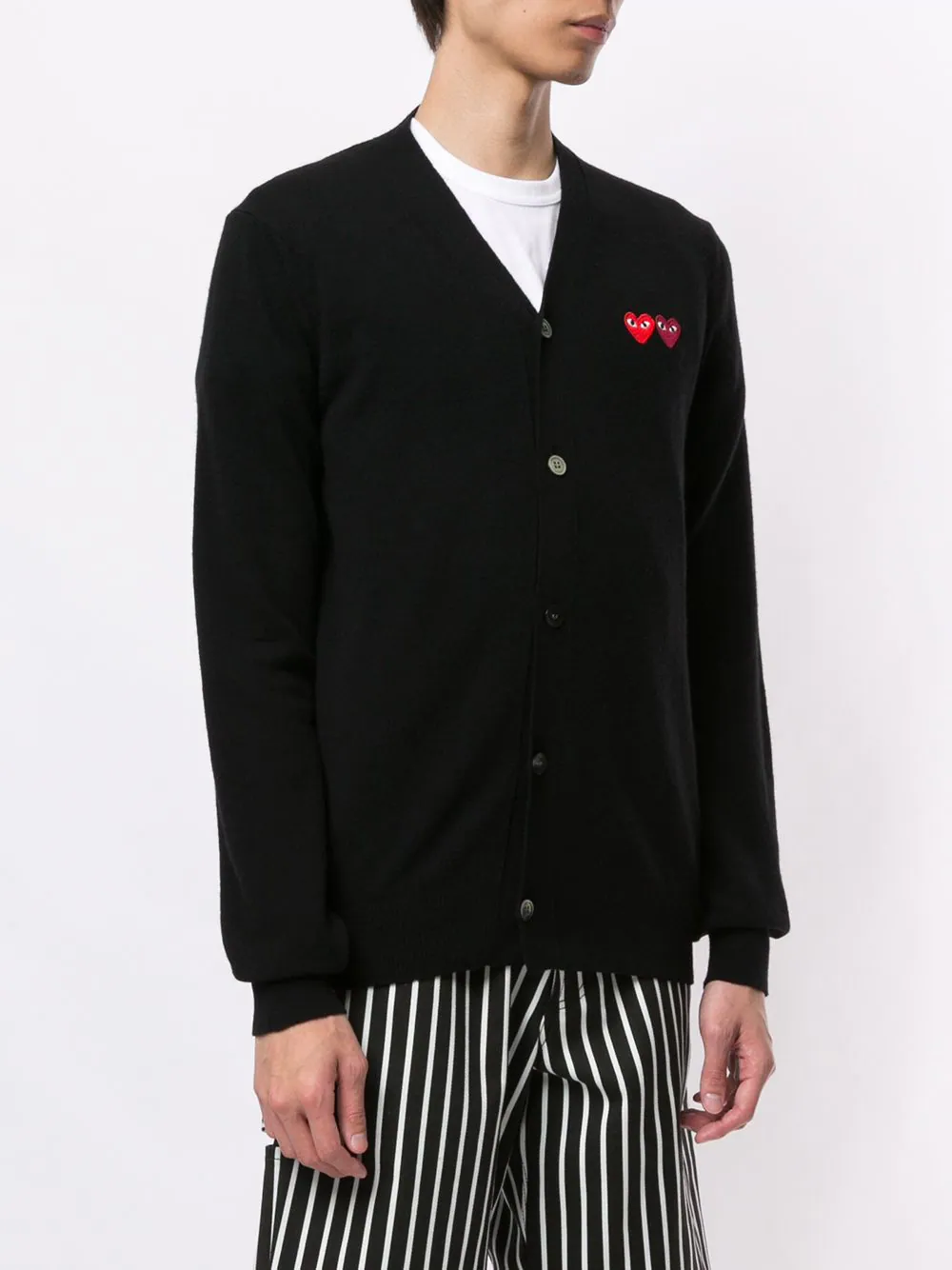 COMME DES GARCONS PLAY Men Small Double Hearts Cardigan