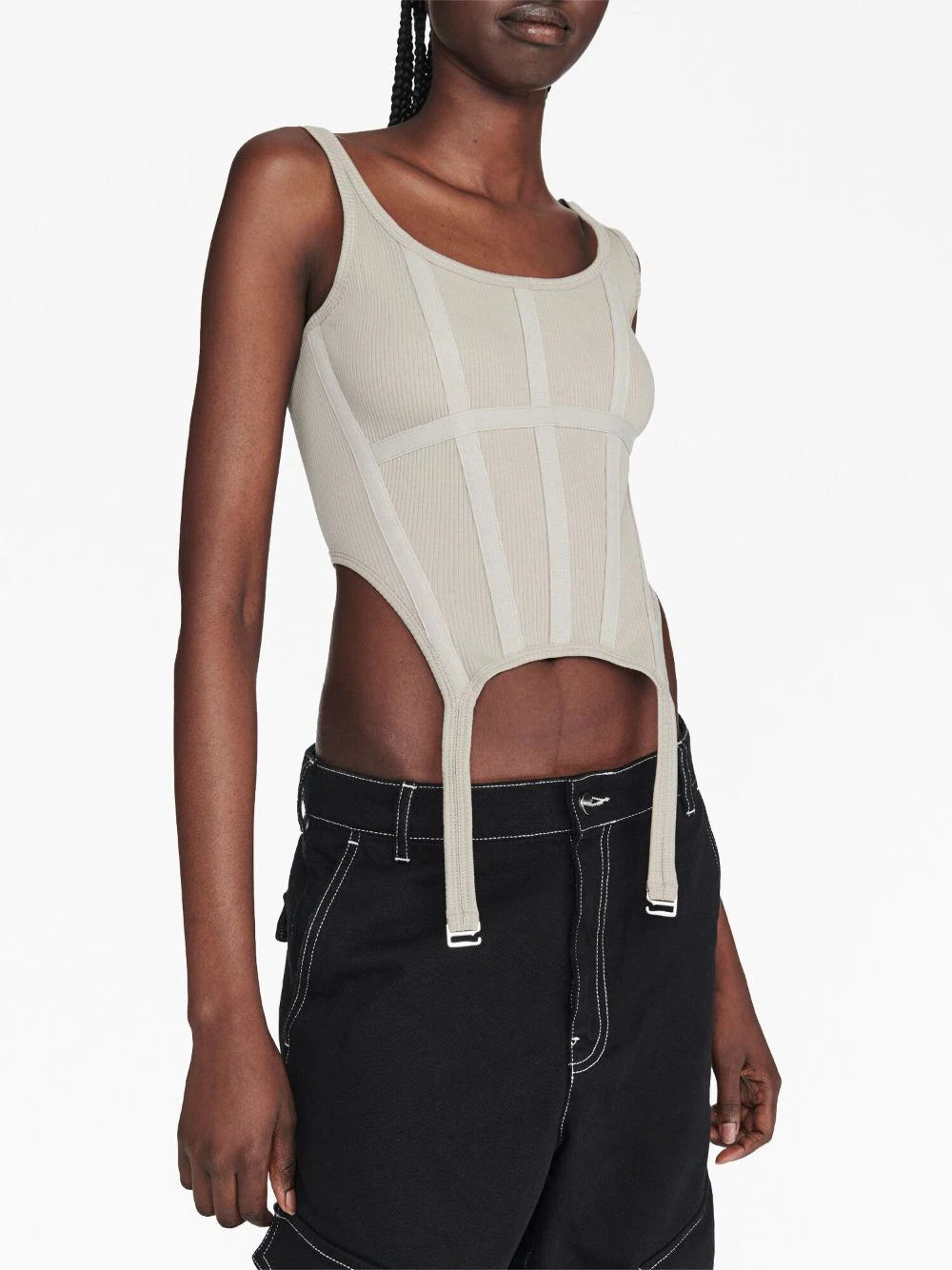 DION LEE Women 4x2 Organic Rib Combat Corset Tank Top