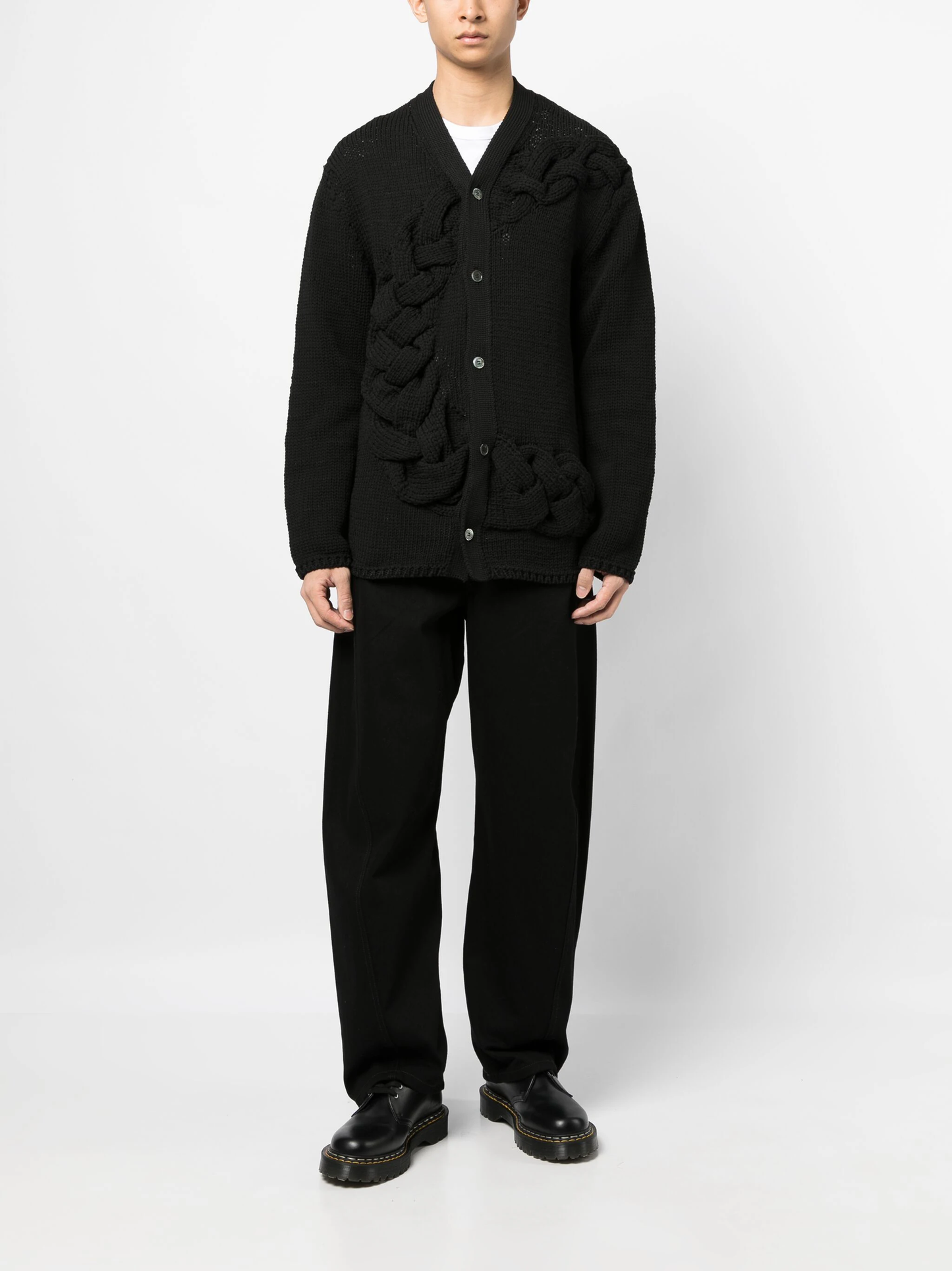 COMME DES GARCONS HOMME PLUS Men Knit-woven Braided Button-up Cardigan