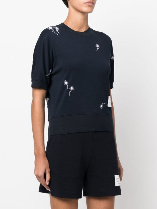 THOM BROWNE Women Floral Embroidered Crewneck T-Shirt