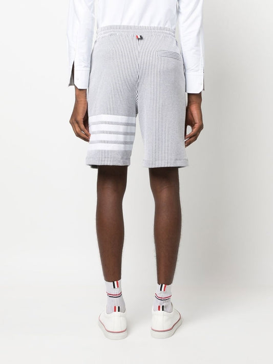 THOM BROWNE Men Seersucker 4 Bar Sweatshorts