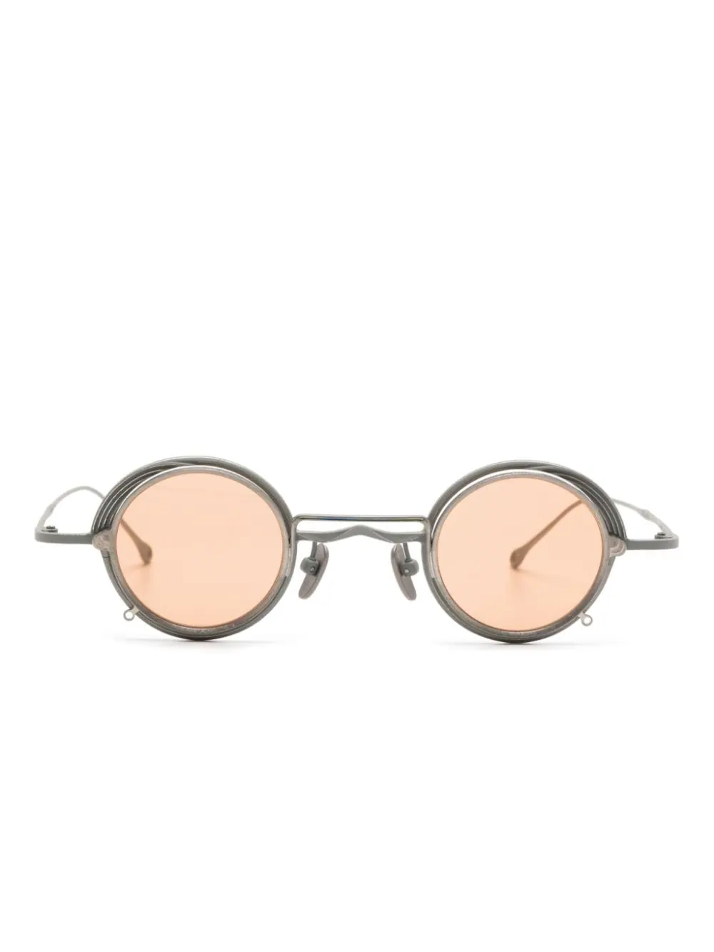 RIGARDS x ZIGGY CHEN Unisex Clear Lens in Vintage Gray Titanium Frames w/ Salmon Lens in Silver Clip-On