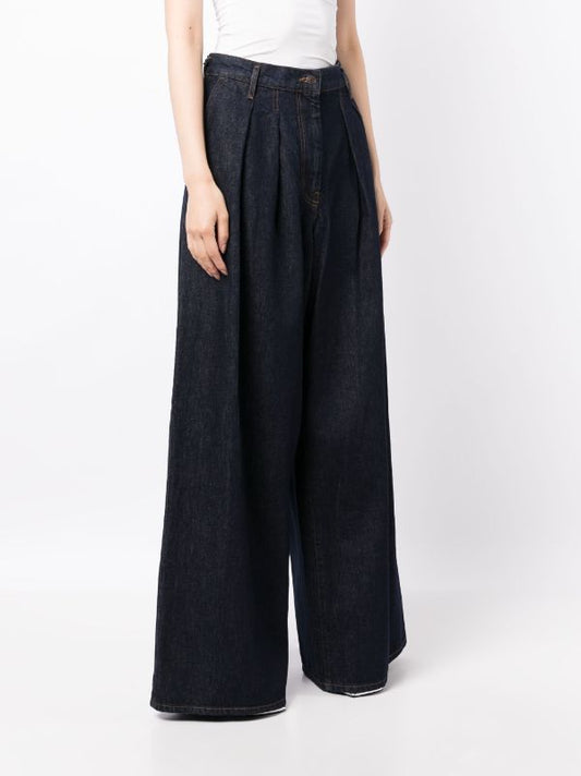 DRIES VAN NOTEN Women Pleated Indigo Washed Denim Pants