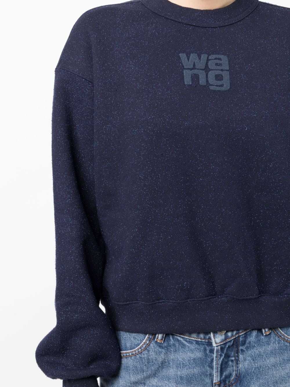 T by ALEXANDER WANG Women Glitter Essential Terry Sweatshirt With Puff Logo