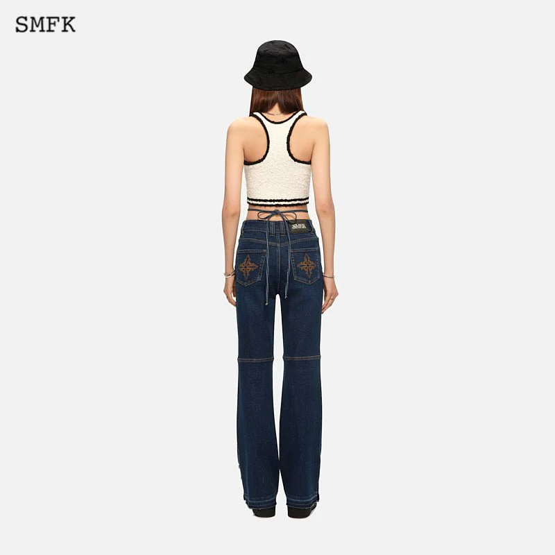 SMFK Women Mermaid Retro Ballroom Jeans