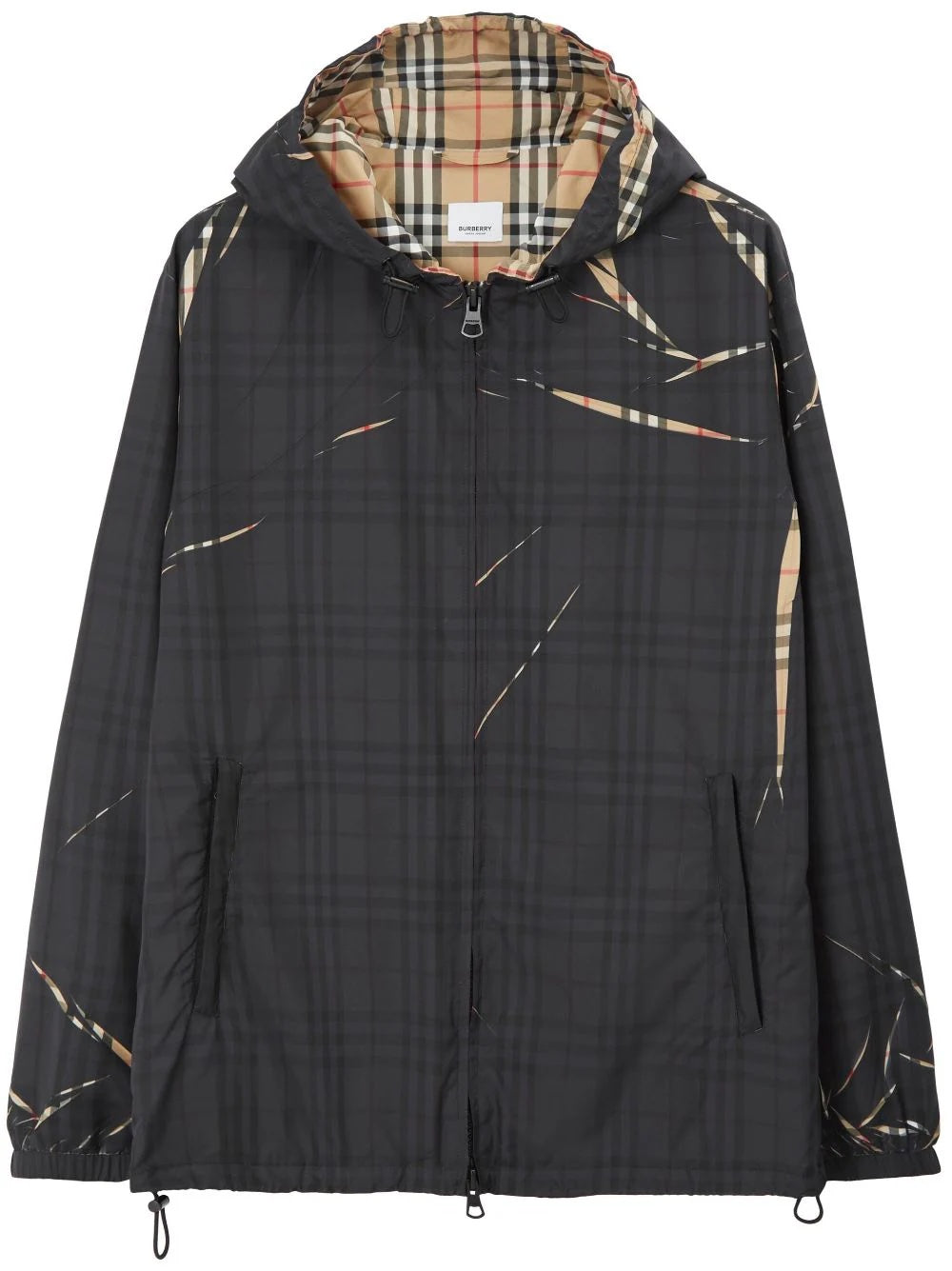 BURBERRY MEN Sliced Check Hooded Jacket