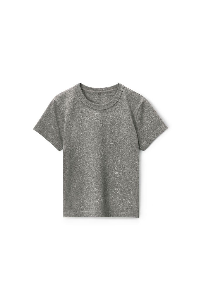 T BY ALEXANDER WANG Women Glitter Essential Jersey Shrunk Puff Logo Tee