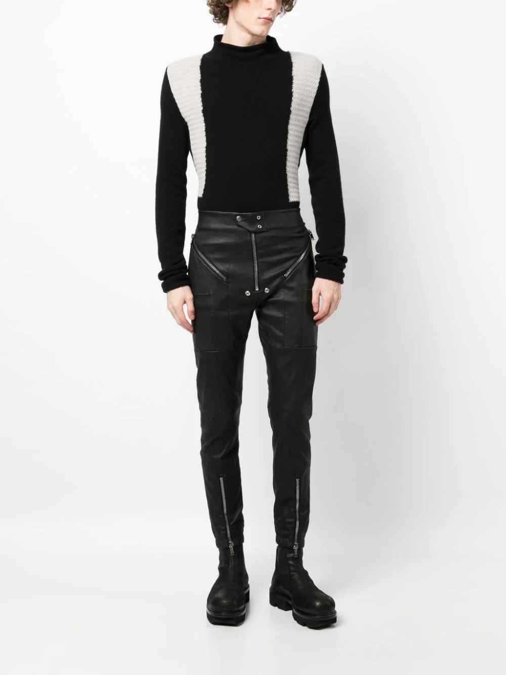 RICK OWENS Men Stretch Lamb Leather Easy Strobe Cargos