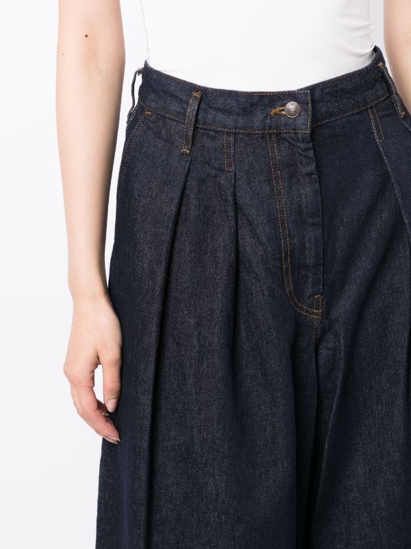 DRIES VAN NOTEN Women Pleated Indigo Washed Denim Pants