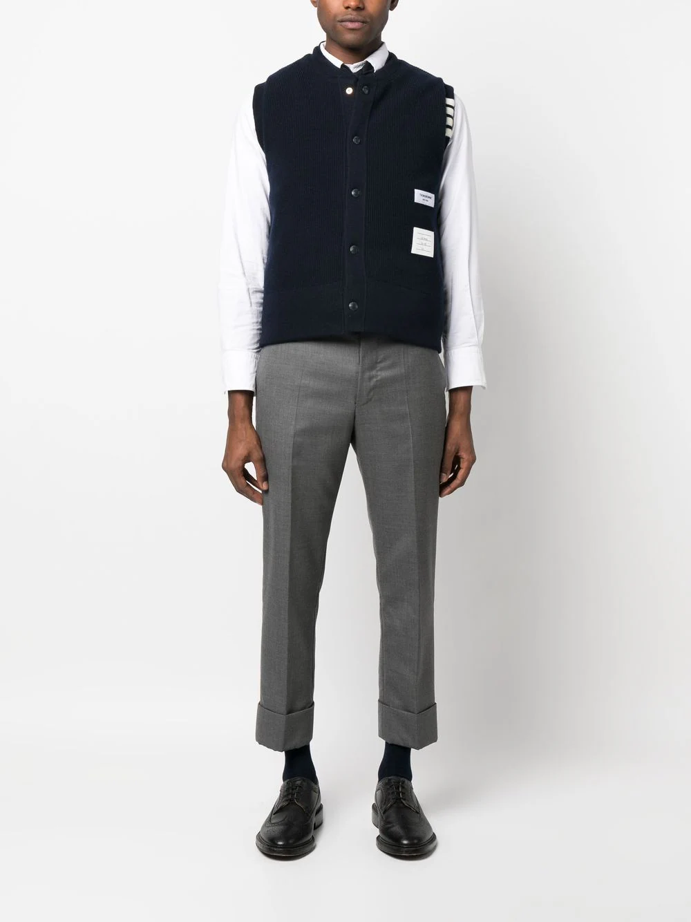 THOM BROWNE Men Reversible Downfill Vest In Merino Wool