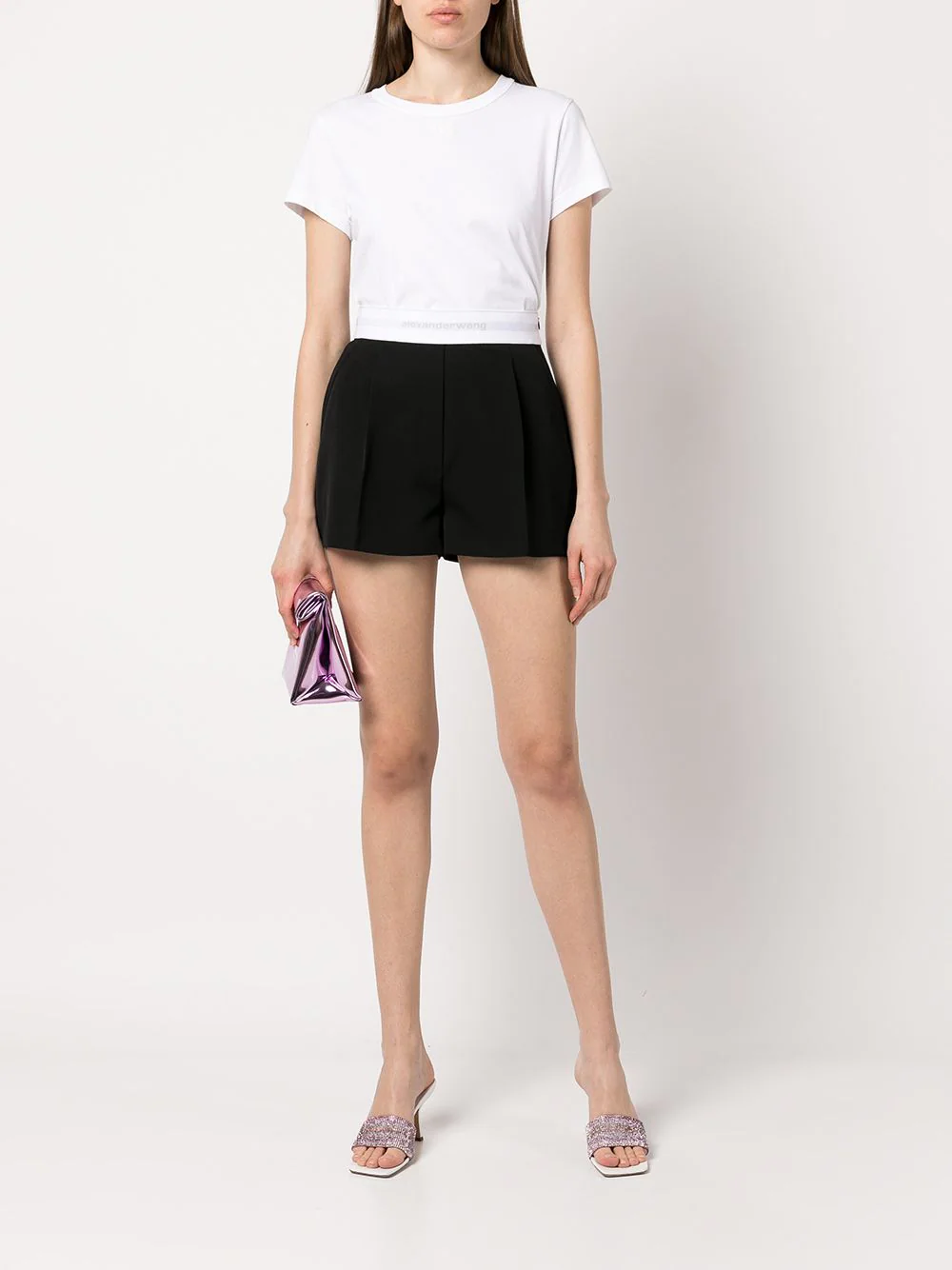 T BY ALEXANDER WANG Women Essential Jersey Puff Logo Shrunk Tee