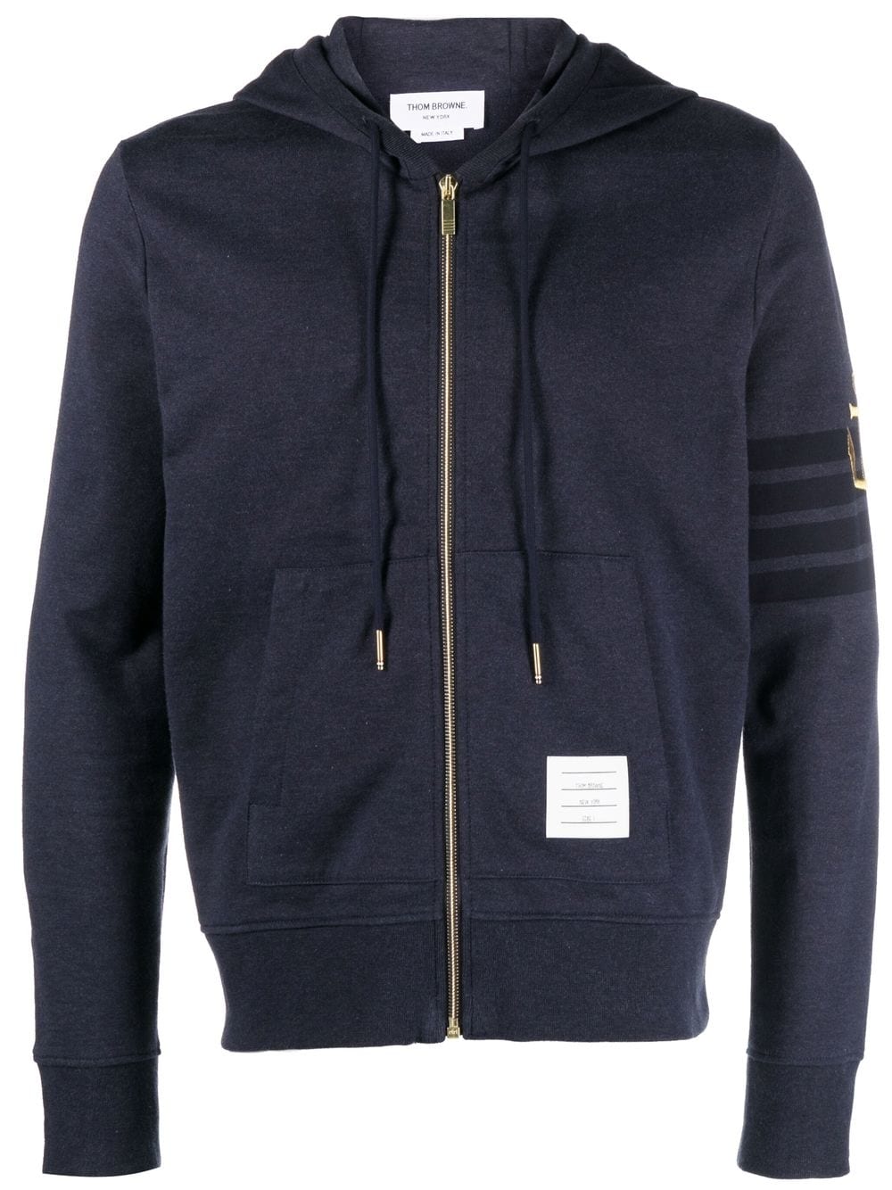 THOM BROWNE Men Classic Dark 4 Bar Zip Up Hoodie