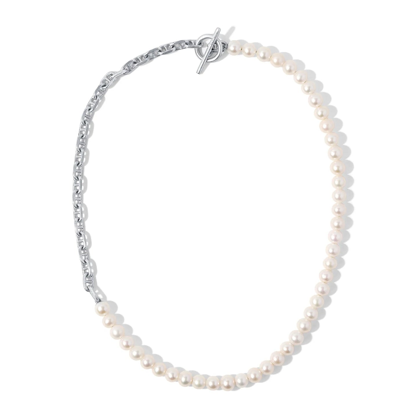 MAOR PERLA MARINIALINKO NECKLACE IN SILVER WITH WHITE PEARLS