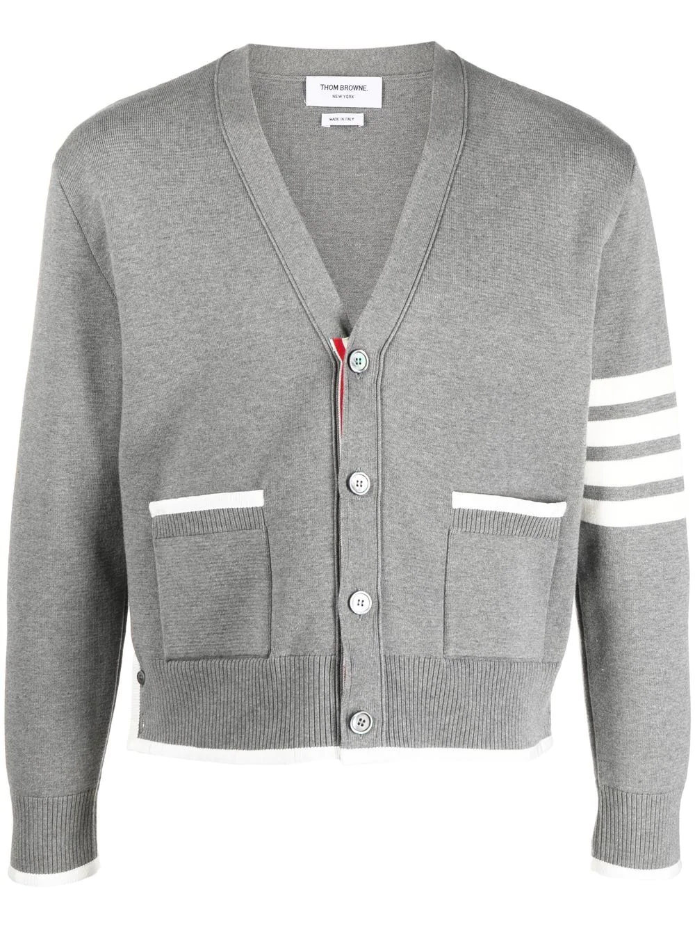 THOM BROWNE Men 4 Bar V-Neck Knitted Cardigan