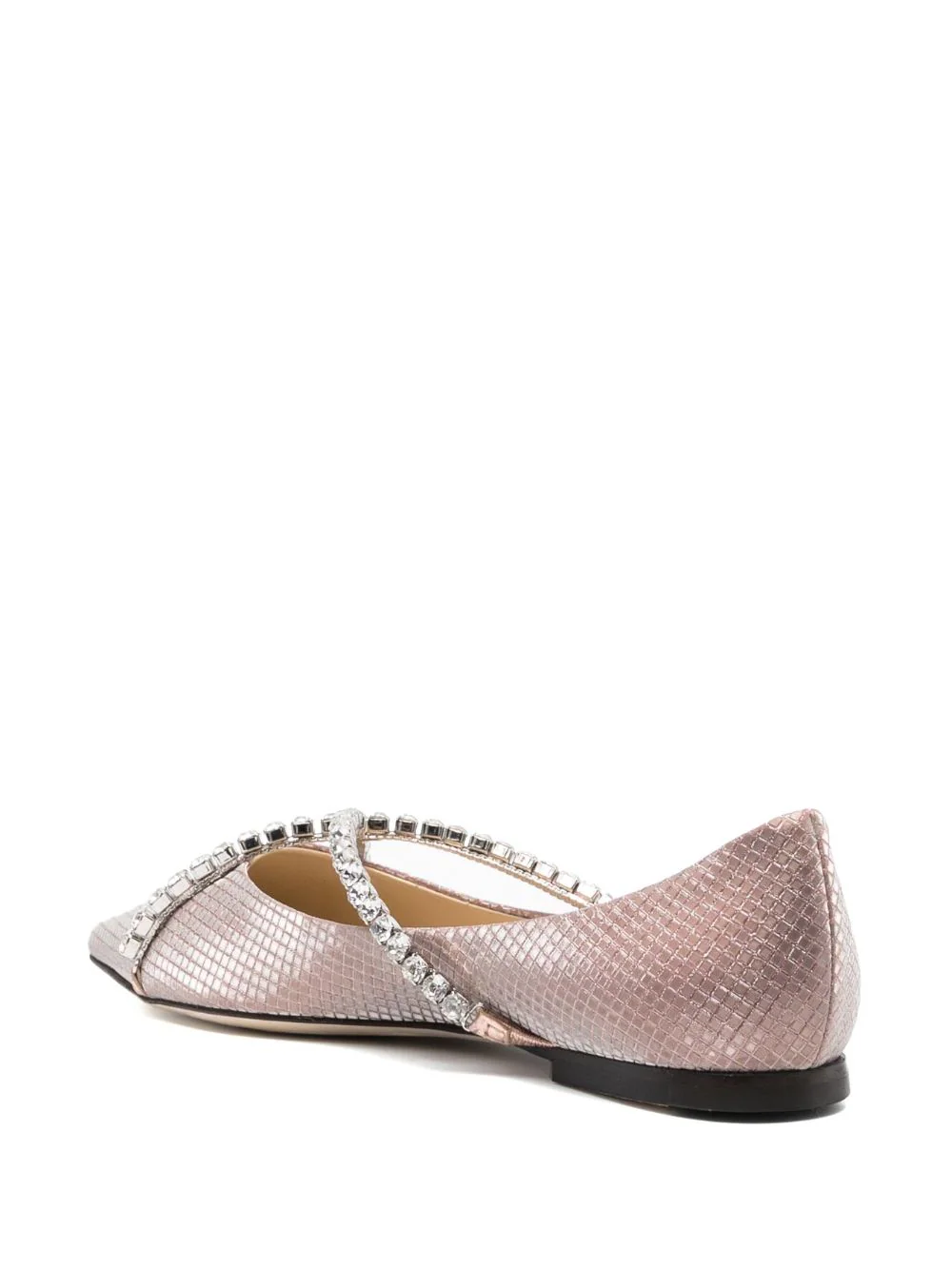 JIMMY CHOO Women Diamond Glitter Fabric W/ Crystal Chain Flat