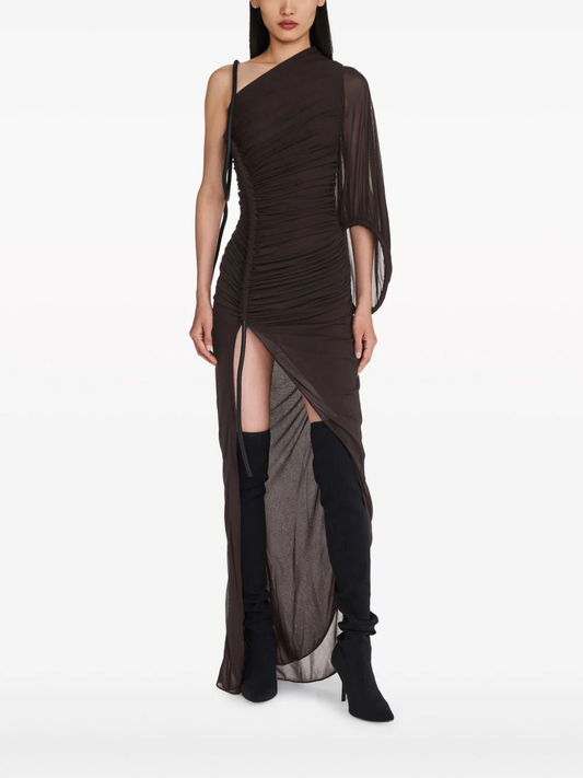 DION LEE Women Sheer Viscose Jersey Tube Drape Dress