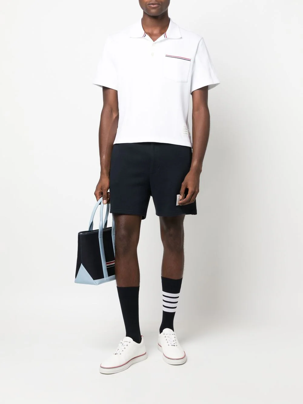 THOM BROWNE Men RWB Striped Front Pocket T-Shirt