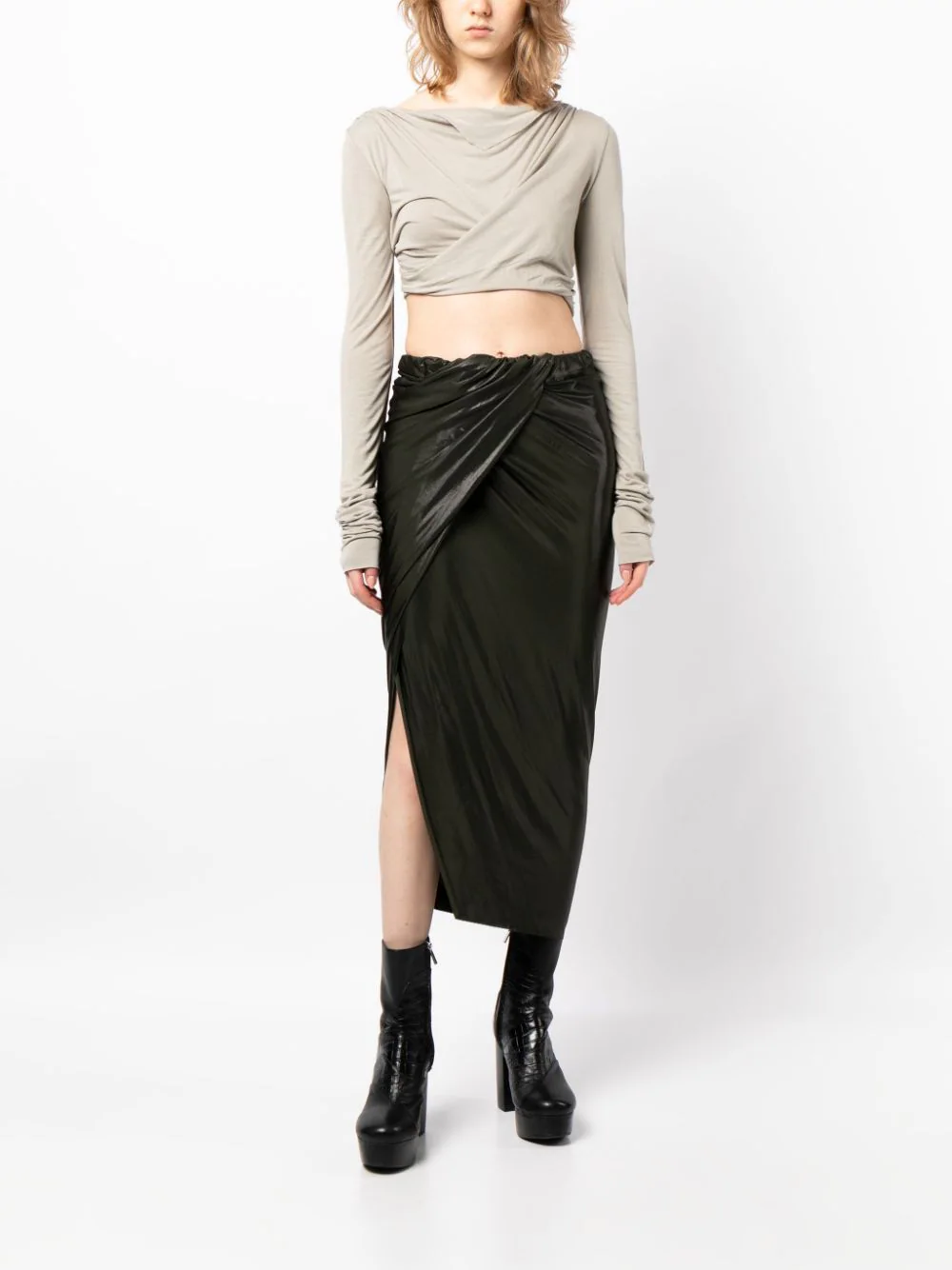 RICK OWENS LILIES Women Jade Long Sleeve Crop top