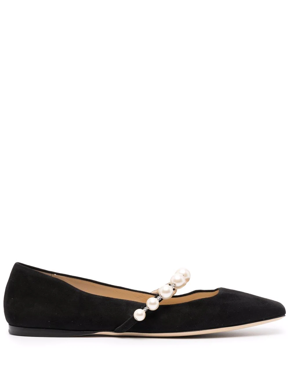 JIMMY CHOO Women Suede W/ Pearls Flat