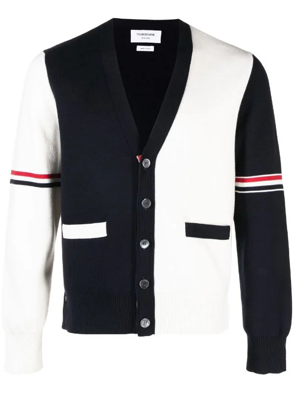 THOM BROWNE Men Milano Stitch V-Neck Cardigan