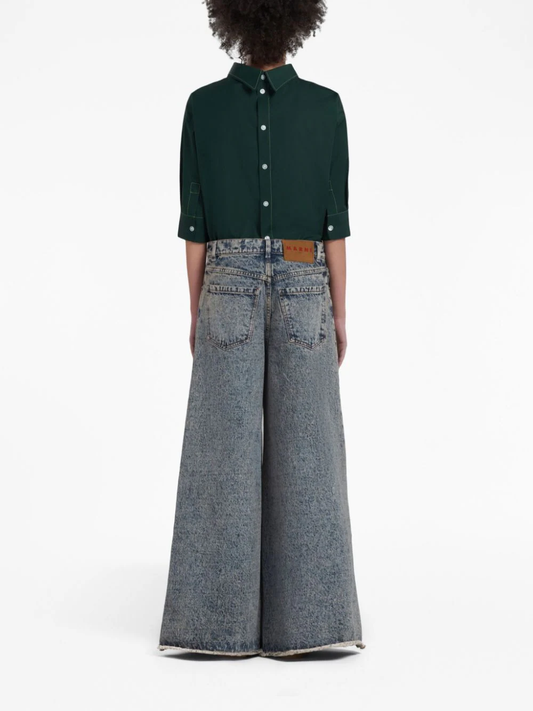 MARNI Women Flocked Denim Wide-Leg Trouser