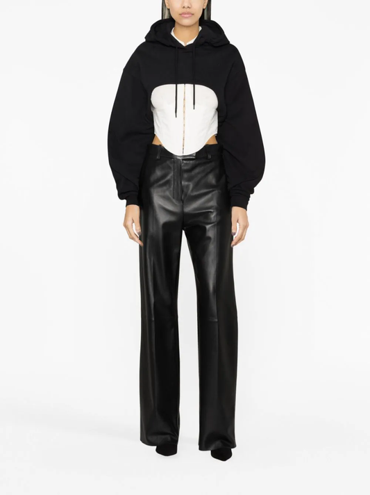 MUGLER Women Light Fleece Cropped Hoodie