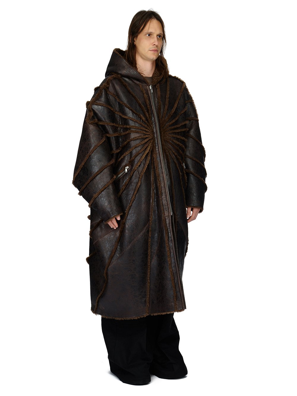 RICK OWENS Men Runway Jumbo Peter Lamb Shearling Radiance Pea