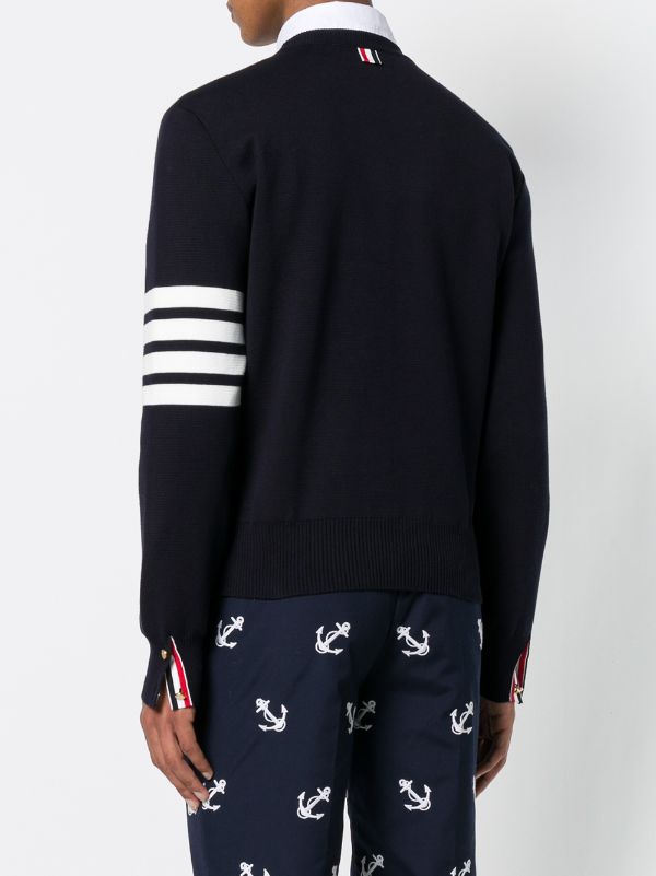 THOM BROWNE Men Milano Stitch Crew Neck Pullover In Cotton Crepe