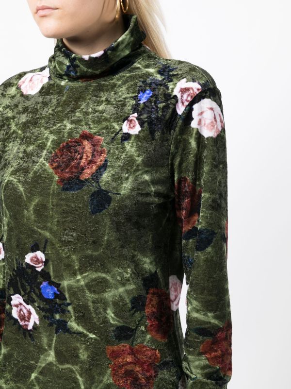 DRIES VAN NOTEN Women Polyester Stretch Velvet Rose Printed Jersey