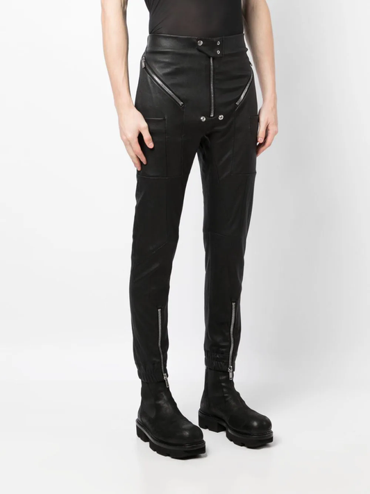 RICK OWENS Men Stretch Lamb Leather Easy Strobe Cargos