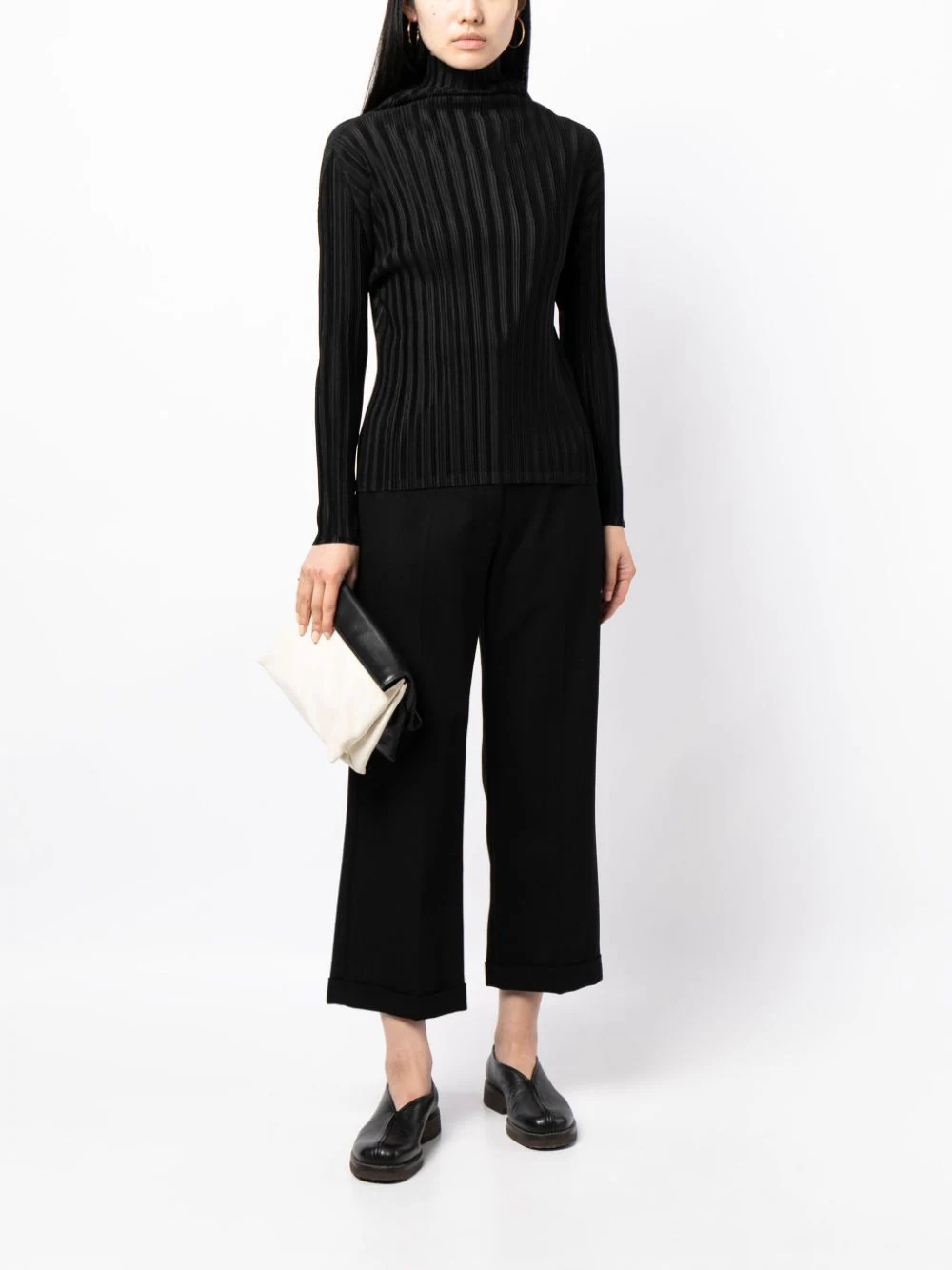 PLEASTS PLEASE ISSEY MIYAKE Women Rib Pleats Basics Turtle Neck Shirt