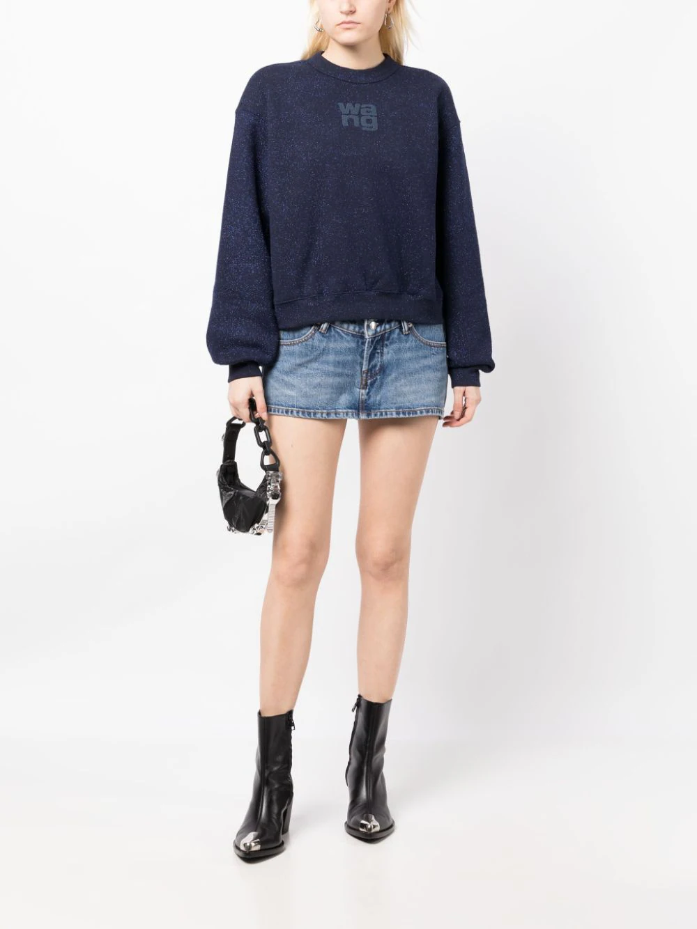 T by ALEXANDER WANG Women Glitter Essential Terry Sweatshirt With Puff Logo