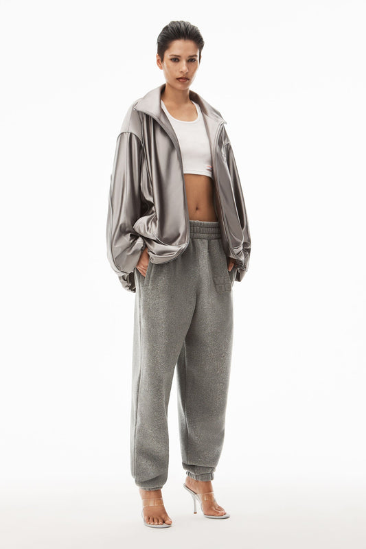 T BY ALEXANDER WANG Women Glitter Essential Terry Puff Logo Sweatpants