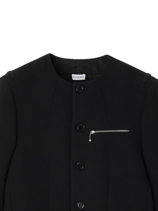 BURBERRY Men Wool Collarless Jacket