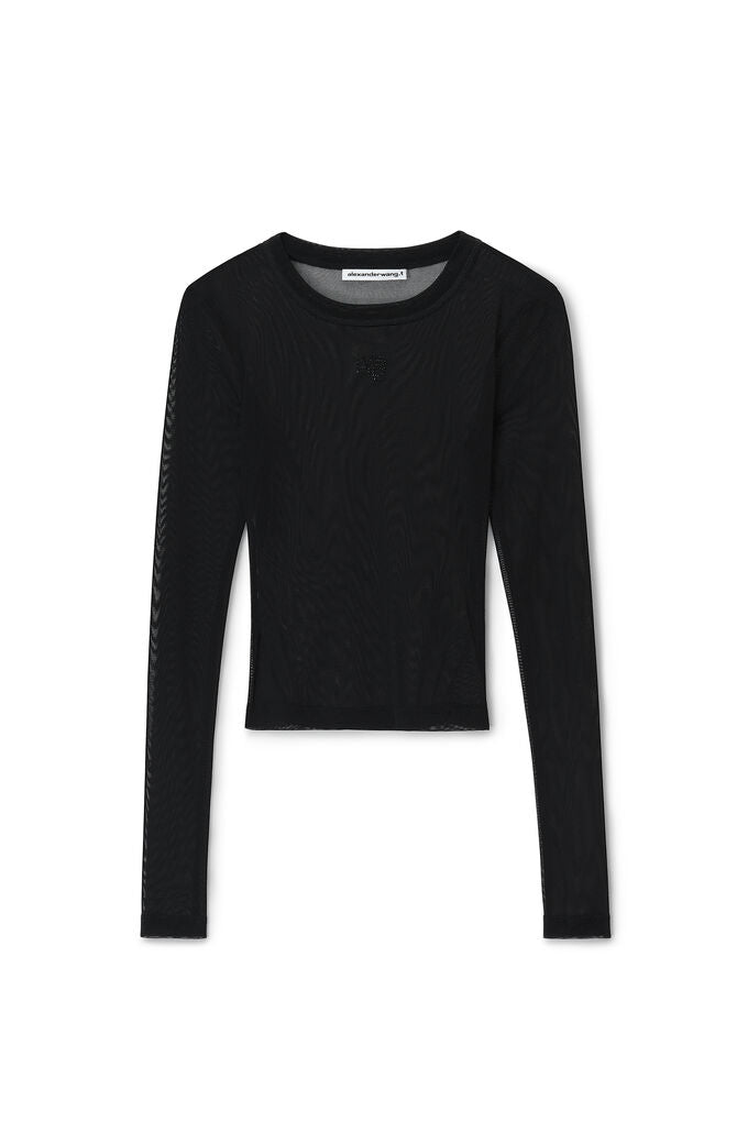 T BY ALEXANDER WANG Women L/S  Stacked Wang Hotfix T-shirt