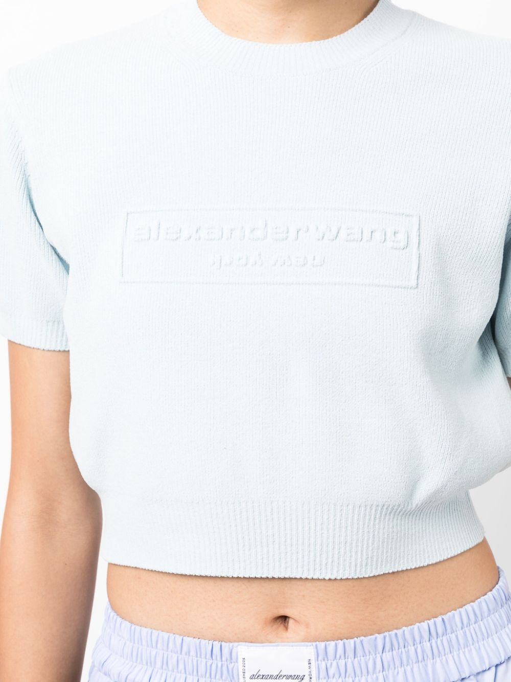 ALEXANDER WANG Women Embossed Logo Ribbed SS Tee