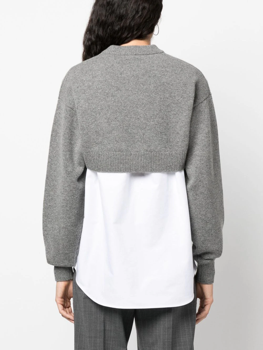 T BY ALEXANDER WANG Women Bilayer Knit Shrug With Oxford Shirting