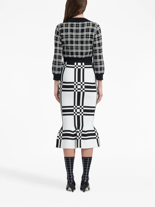 MARNI Women Cropped Plaid Cardigan