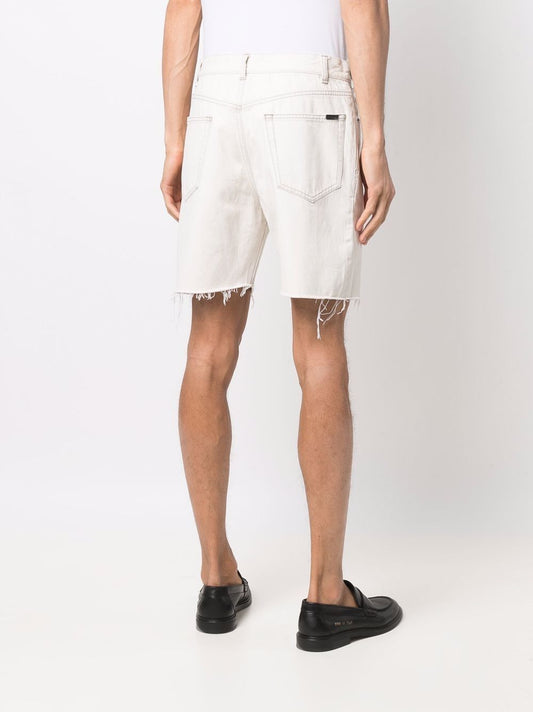 SAINT LAURENT MEN RAW EDGE BAGGY DENIM SHORTS