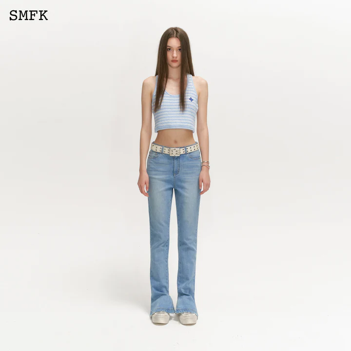 SMFK Women Mermaid Blue Tight Jeans