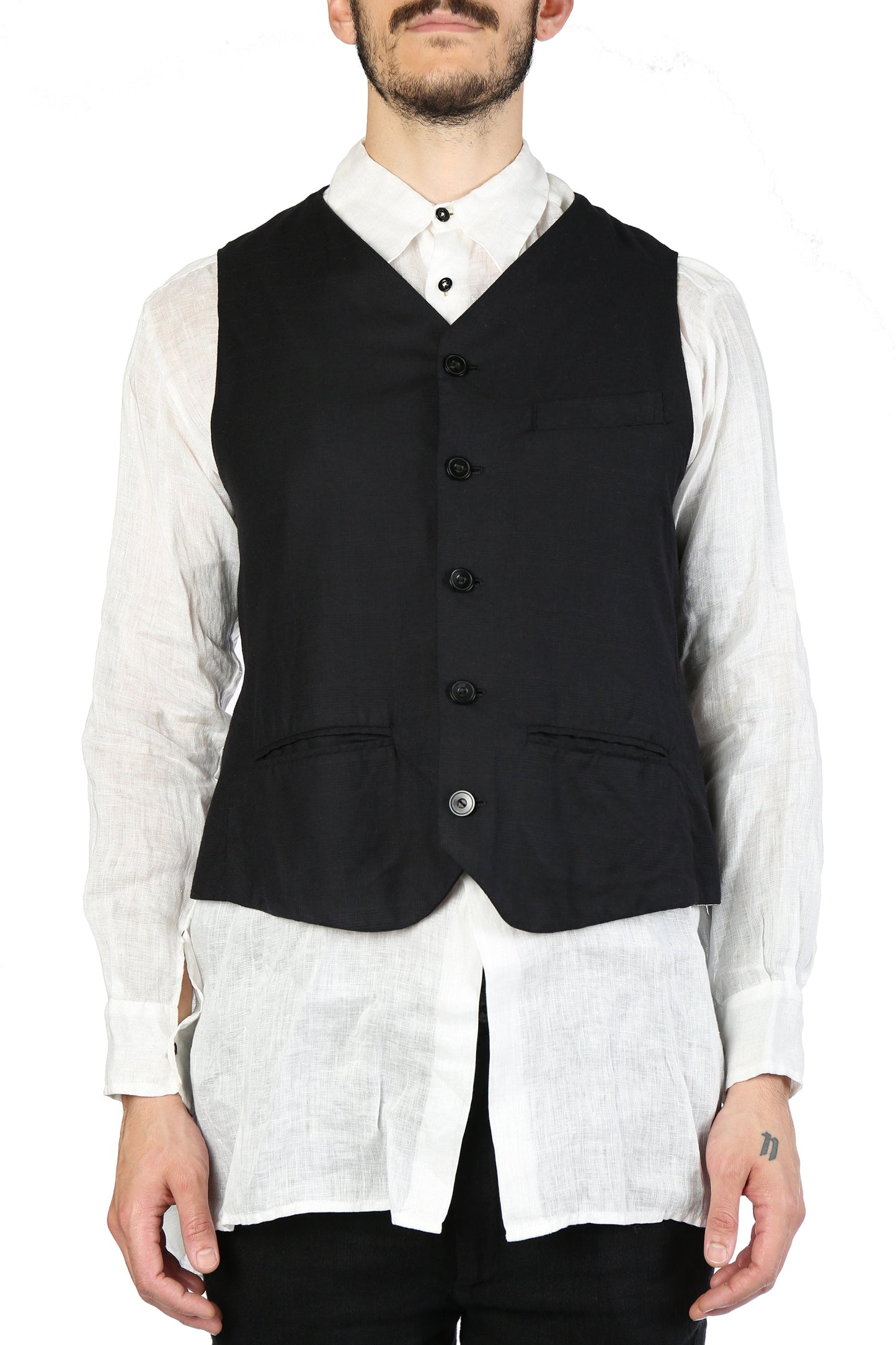 GEOFFREY B SMALL MEN Handmade S-B 5 Button-1910S Waistcoat W/Handstitch Buttonholes And Buttons