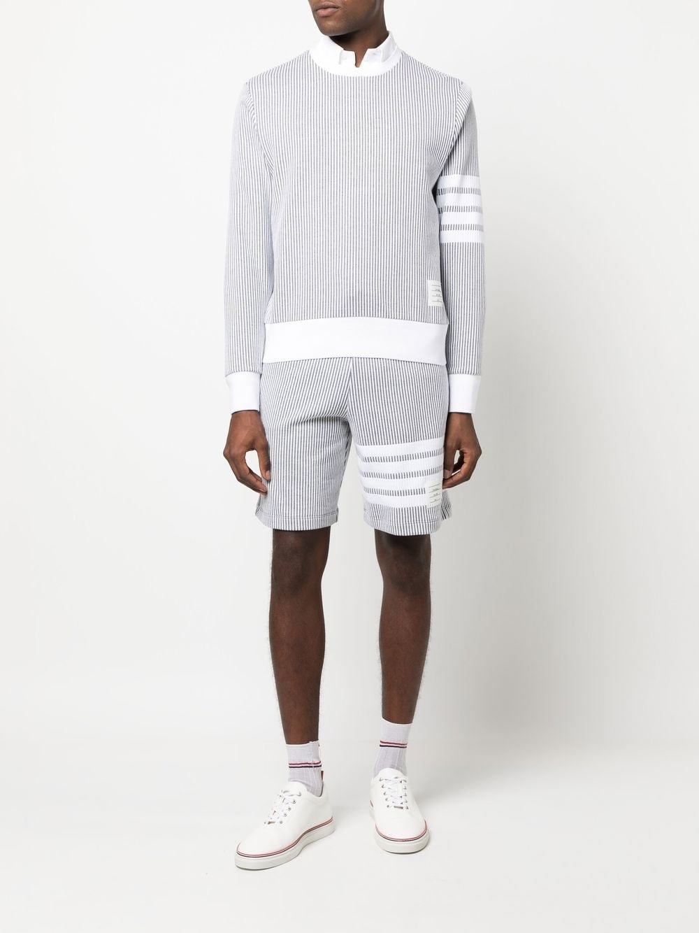 THOM BROWNE Men Seersucker 4 Bar Sweatshorts