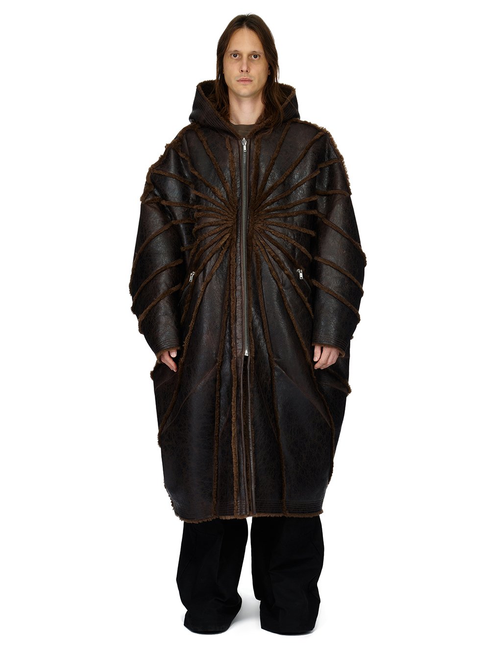 RICK OWENS Men Runway Jumbo Peter Lamb Shearling Radiance Pea