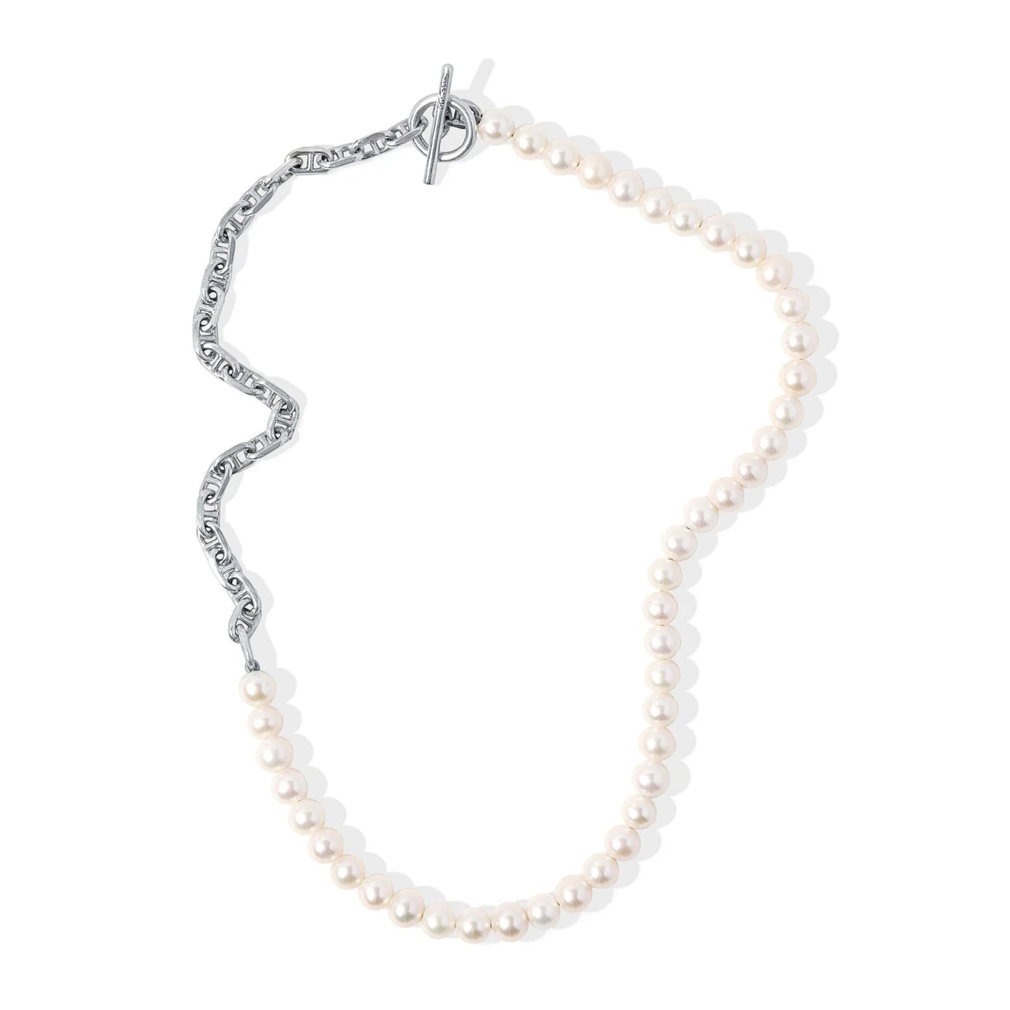 MAOR PERLA MARINIALINKO NECKLACE IN SILVER WITH WHITE PEARLS