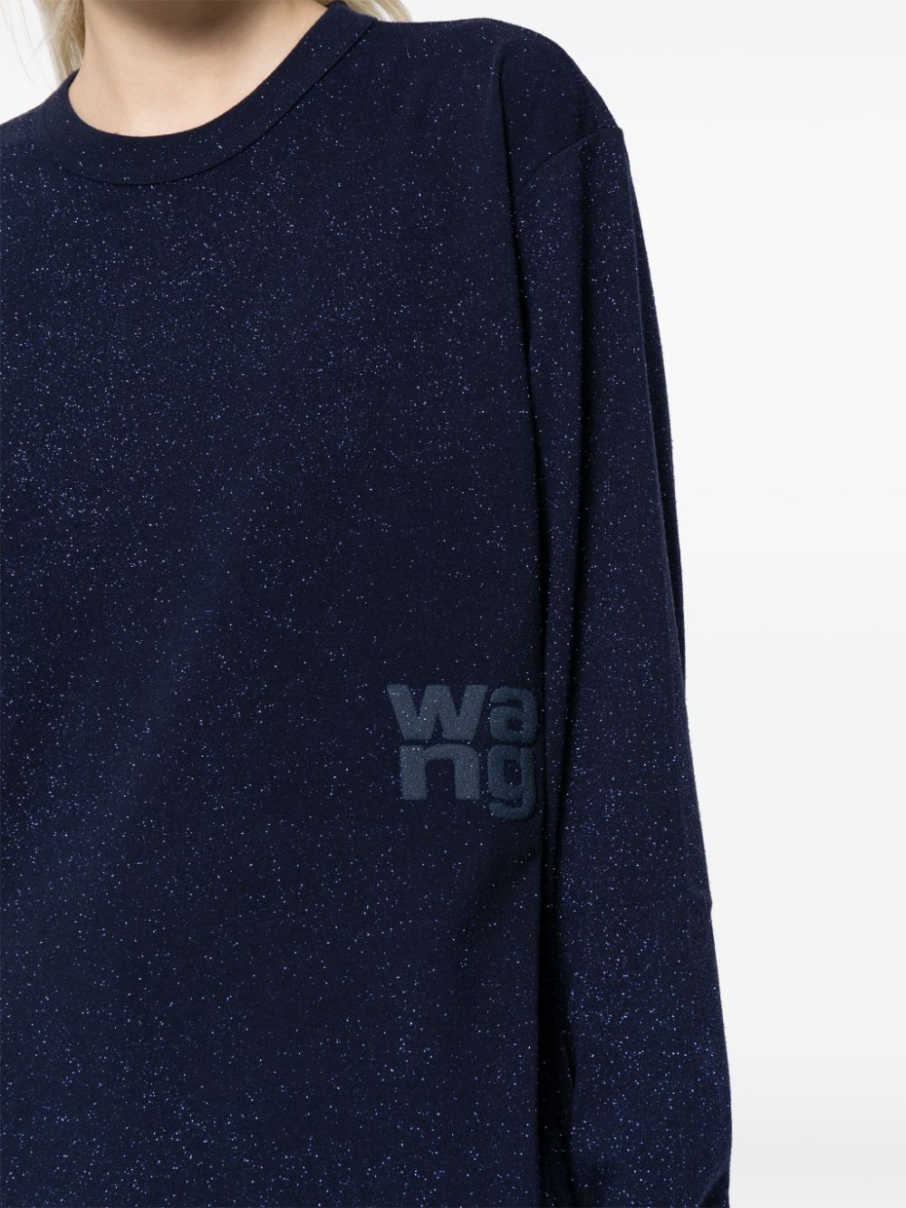 T BY ALEXANDER WANG Glitter Essential Jersey LS Tee With Puff Logo