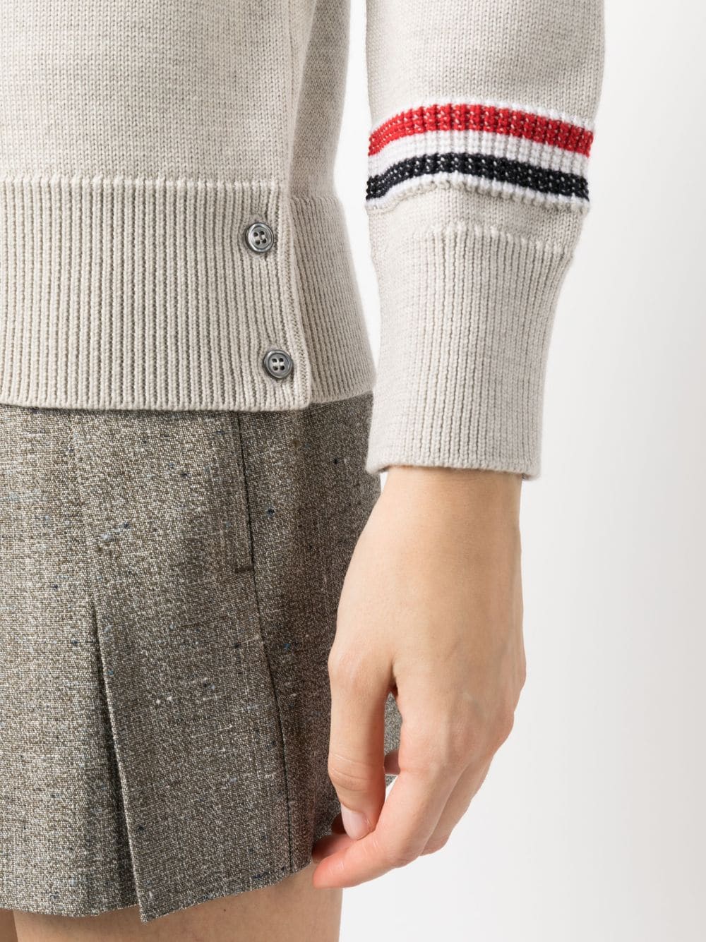 THOM BROWNE Women Jersey Stitch Turtleneck in Merino Wool W/ Stripe Detail