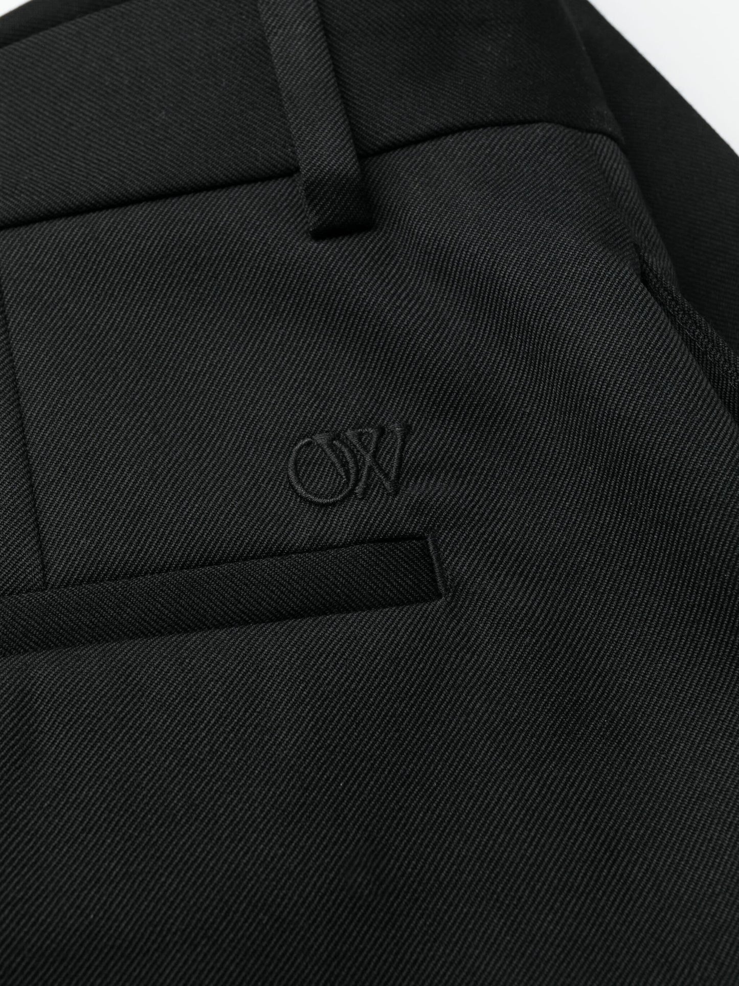 OFF-WHITE Men OW Embroidery Wool Slim Zip Pants