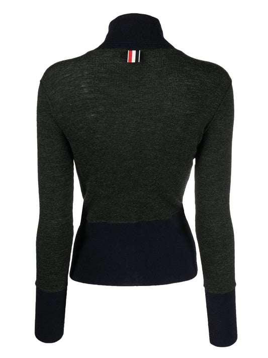 THOM BROWNE Women Rib Wool Longsleeve Turtleneck