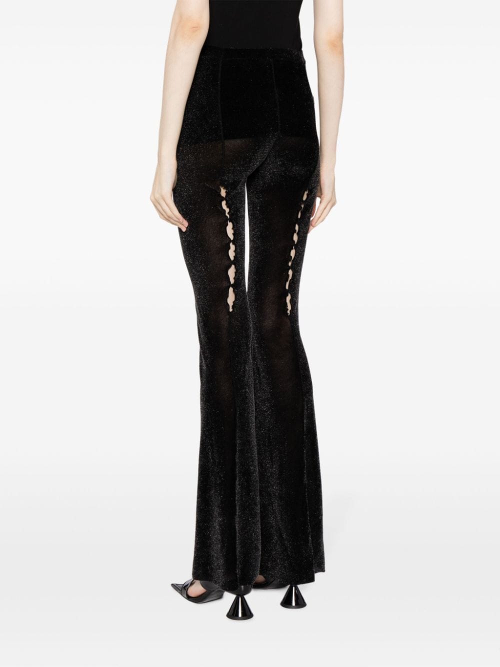 RUI Women Cutout Velvet Flared Trousers